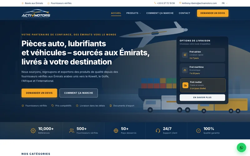 Page d'accueil du site de Activmotors