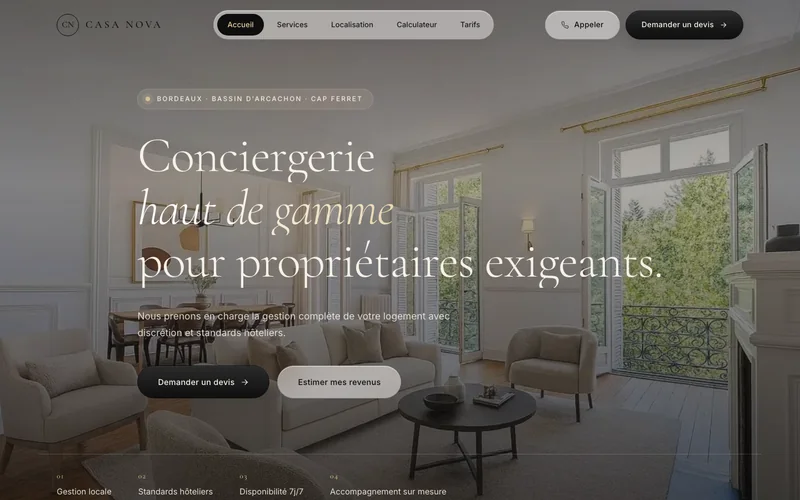 Page d'accueil du site de Casa Nova