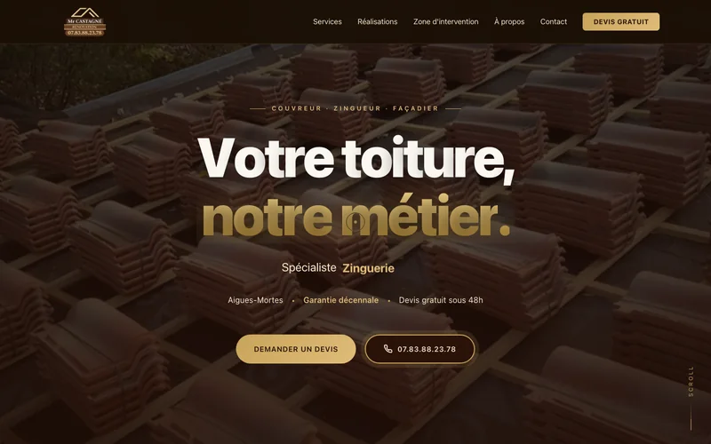 Page d'accueil du site de Castagné Rénovation