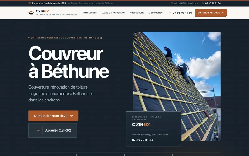 Page d'accueil du site de CZIR 62
